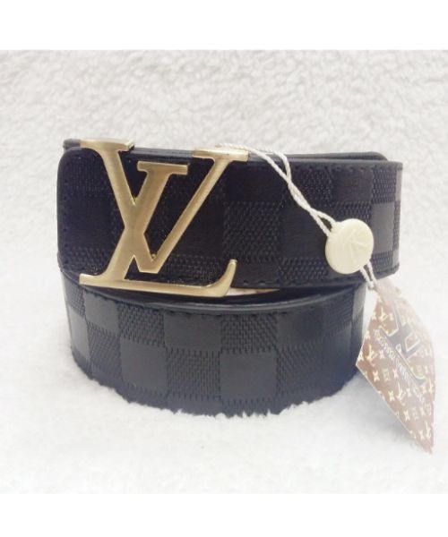 Printed Lv Belt Leather 4 cm Length From 105 Cm To 120 Cm  - Dark Brown