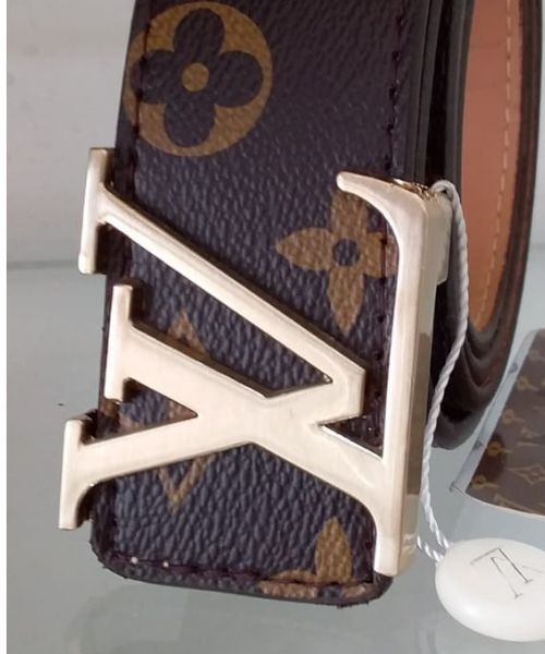 Printed Lv Belt Leather 4cm Length From 105 Cm To 120 Cm - Dark Brown