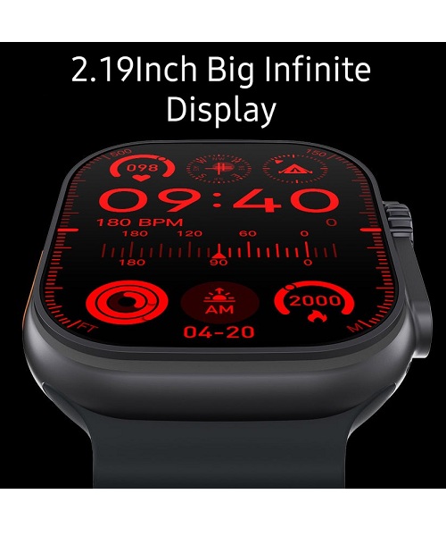 Smart Watch 2.19 Inch BIG INFINITE DISPLAY T900 ULTRA 2 Wireless Charging 49MM - Black