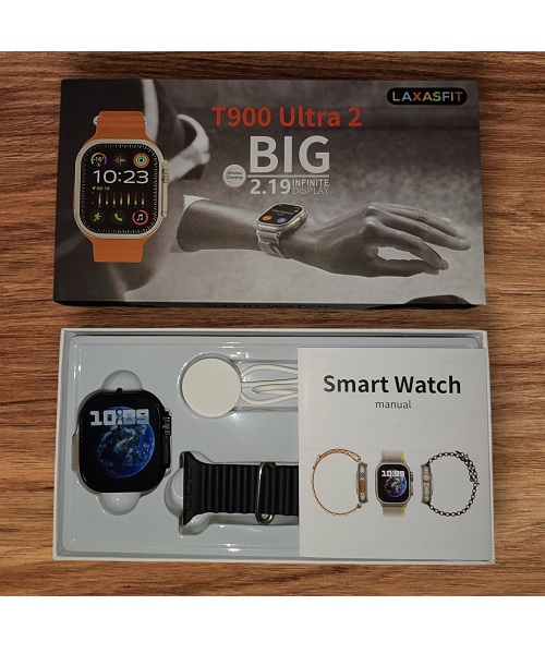 Smart Watch 2.19 Inch BIG INFINITE DISPLAY T900 ULTRA 2 Wireless Charging 49MM - Black