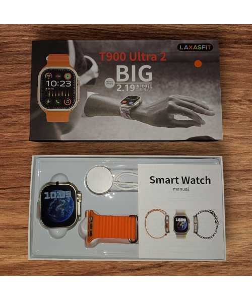 Smart Watch 2.19Inch BIG INFINITE DISPLAY T900 ULTRA 2 Wireless Charging 49MM - Orange