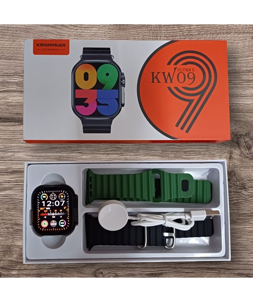 ساعة ذكية KW09 ULTRA 2 مع 2 اوستيك (اسود + اخضر)