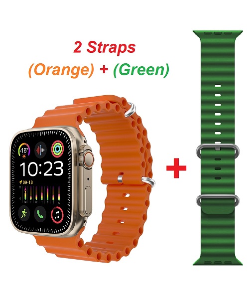 Smart Watch KW09 ULTRA 2 With 2 Straps (Orange + Green)
