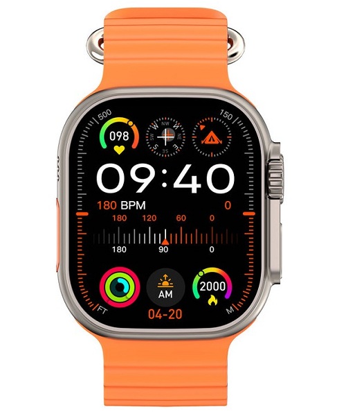 ساعة ذكية KW09 ULTRA 2 مع 2 اوستيك (برتقالي + اخضر)