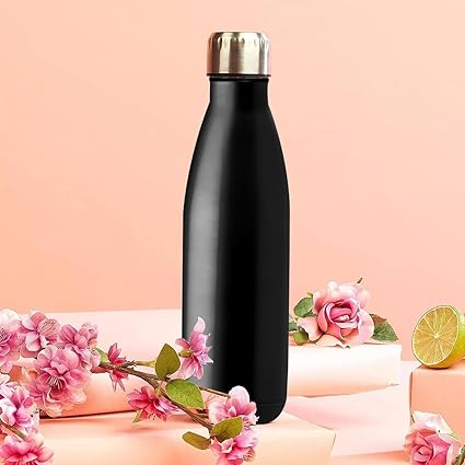  Stainless Steel Thermal Sports Water Bottle  Double Wall 500ml - Black