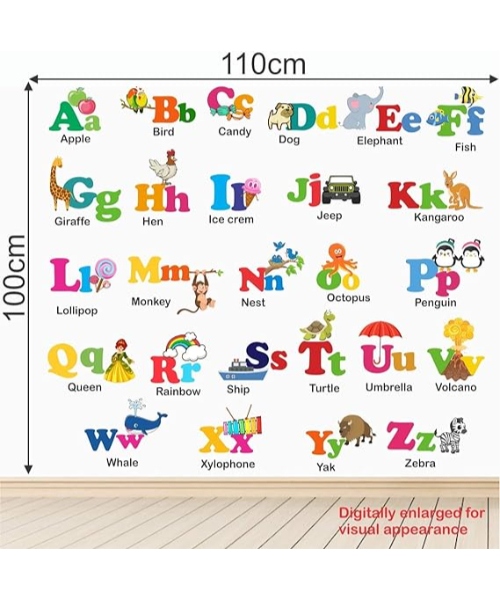 vinyl wall sticker printed with educational alphabet letters for children
