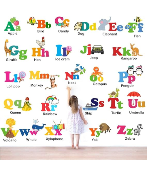 vinyl wall sticker printed with educational alphabet letters for children