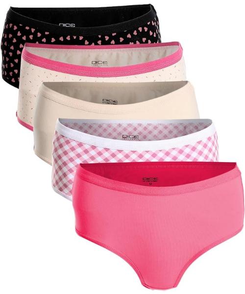 Dice Set Of Soft Printed Panties For Woman 5 Pieces - Multicolor