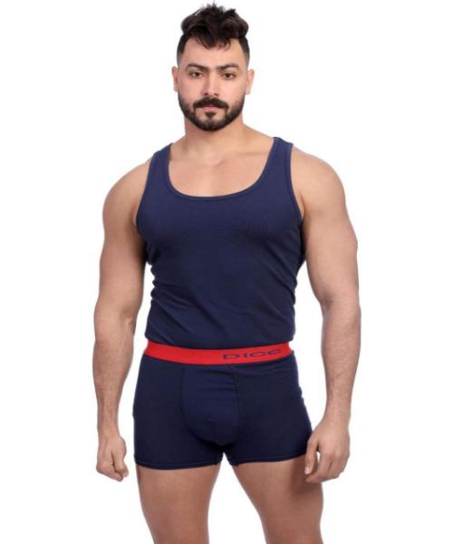 Dice Underwear Set Sleevless Undershirt and Boxer For Men - Navy