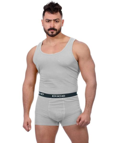 Dice Underwear Set Sleevless Undershirt and Boxer For Men - Grey