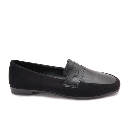 Xo Style Leather Ballerina Shoes For Women - Black