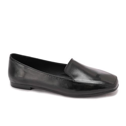 Xo Style Leather Ballerina Shoes For Women - Black
