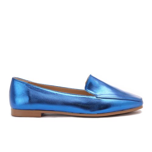 حذاء باليرينا جلد من اكس او ستايل للنساء - ازرق
