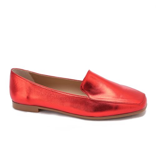 Xo Style Leather Ballerina Shoes For Women - Red