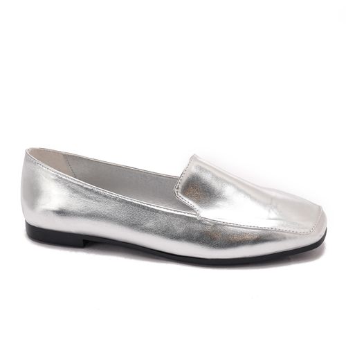 حذاء باليرينا جلد من اكس او ستايل للنساء - فضي
