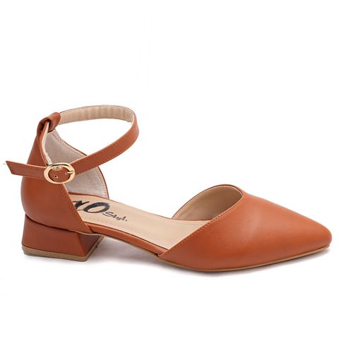 Xo Style Leather Heels Shoes For Women - Havana