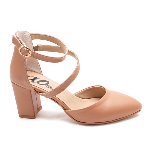 Xo Style Leather Heels Shoes For Women - Coffee