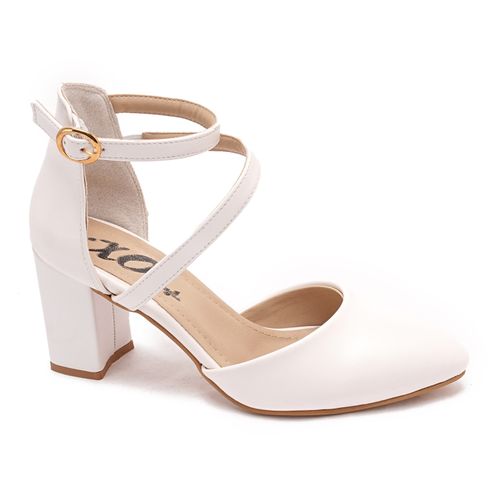 Xo Style Leather Heels Shoes For Women - White