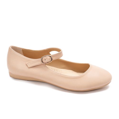 Xo Style Leather Ballerina Shoes For Women - Beige