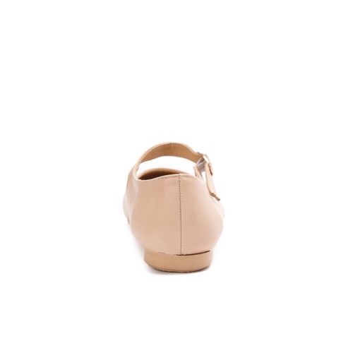 حذاء باليرينا جلد من اكس او ستايل للنساء - بيج