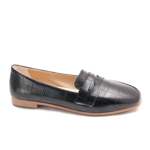 Xo Style Leather Ballerina Shoes For Women - Black