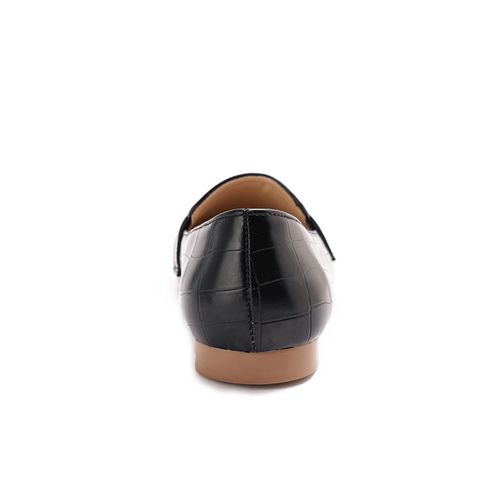 حذاء باليرينا جلد من اكس او ستايل للنساء - اسود