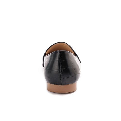 Xo Style Leather Ballerina Shoes For Women - Black