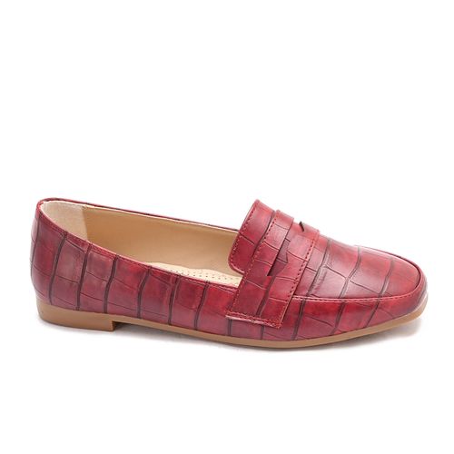 Xo Style Leather Ballerina Shoes For Women - Burgundy