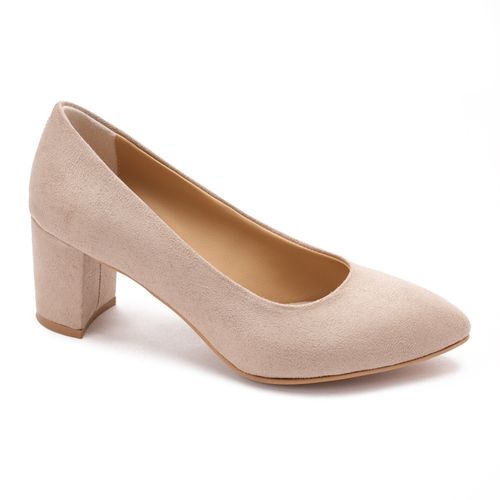 Xo Style Leather Heels Shoes For Women - Beige