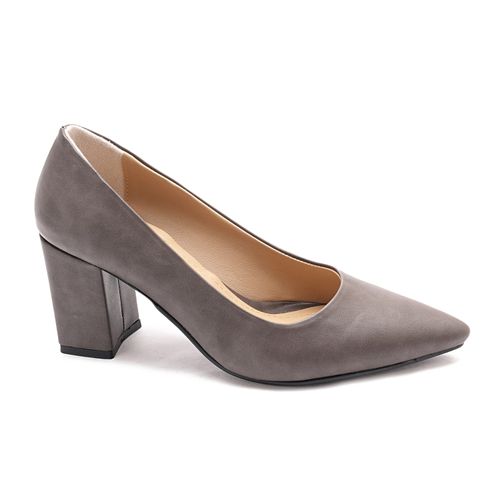 Xo Style Leather Heels Shoes For Women - Gray 