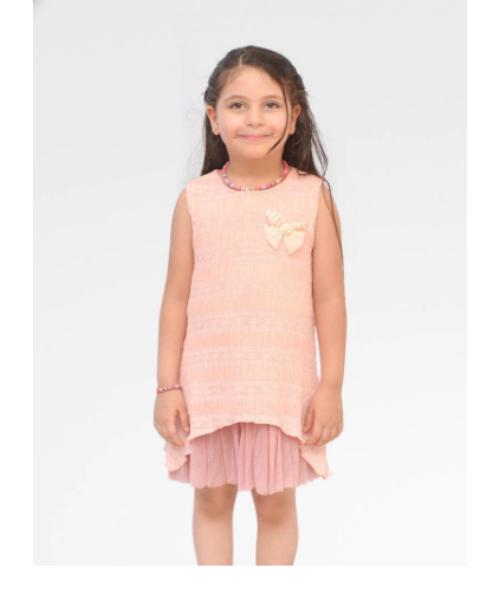 cotton summer dress with loose fit for girls - Melon