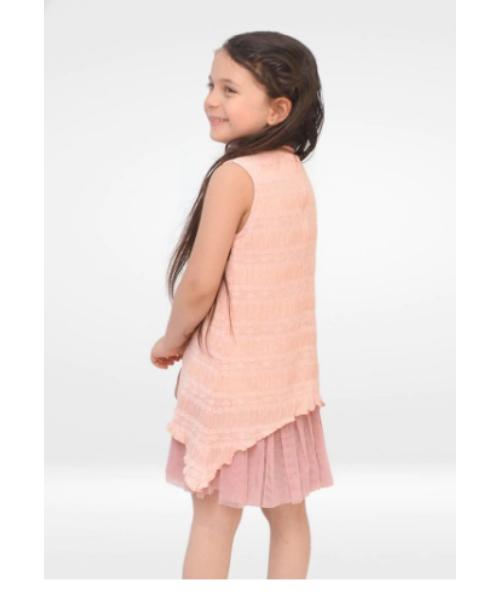 cotton summer dress with loose fit for girls - Melon