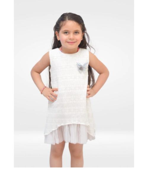 cotton summer dress with loose fit for girls - white