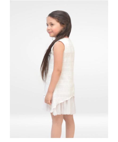 cotton summer dress with loose fit for girls - white