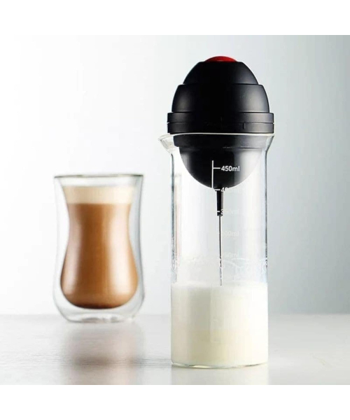 اداة خفق اللبن الكهربائية، ماكينة صنع رغوة القهوة، اداة خلط وخفق الحليب، صانع رغوة الحليب يعمل بالبطارية مع كوب