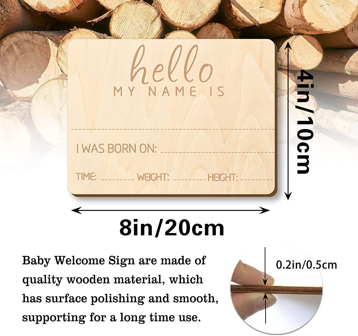 Birth announcement sign for the monthly stages of the baby - 20x10 Cm