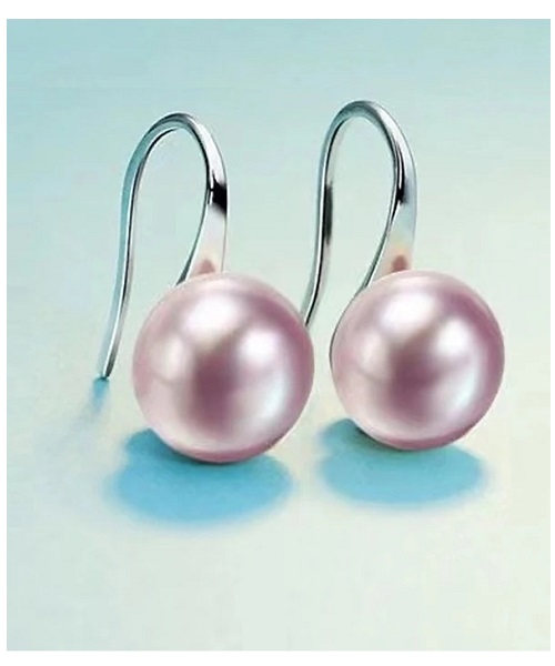 Pure natural pearl earrings & 925 sterling silver for women, Purple Drop & Dangle, size 10mm, elegant wedding jewelry (send gift box)