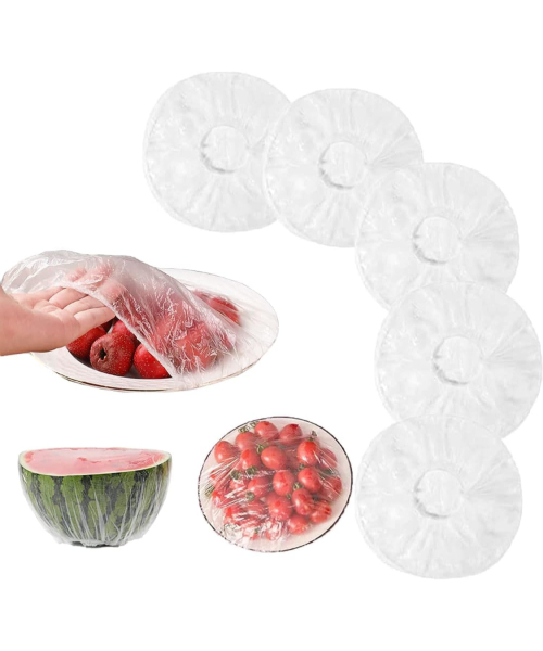 Disposable Stretch Food Bag Container Lids for Food Containers Stretch Lids for Food Storage and Meal Prep Containers for Family Outdoor Use - 100pcs