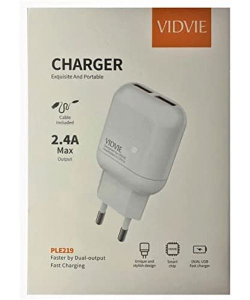Vidvie Ple219 Fast Wall Charger 2.4A With Typec Cable 100 Cm - White 
