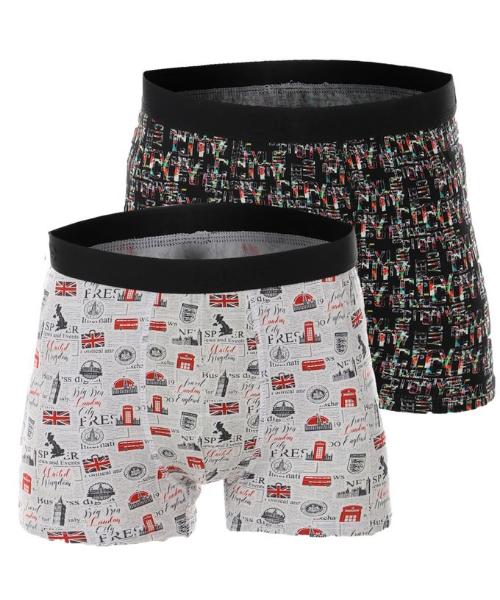 Dice Cotton Printed Boxers For Men 2 Pieces - Multi Color