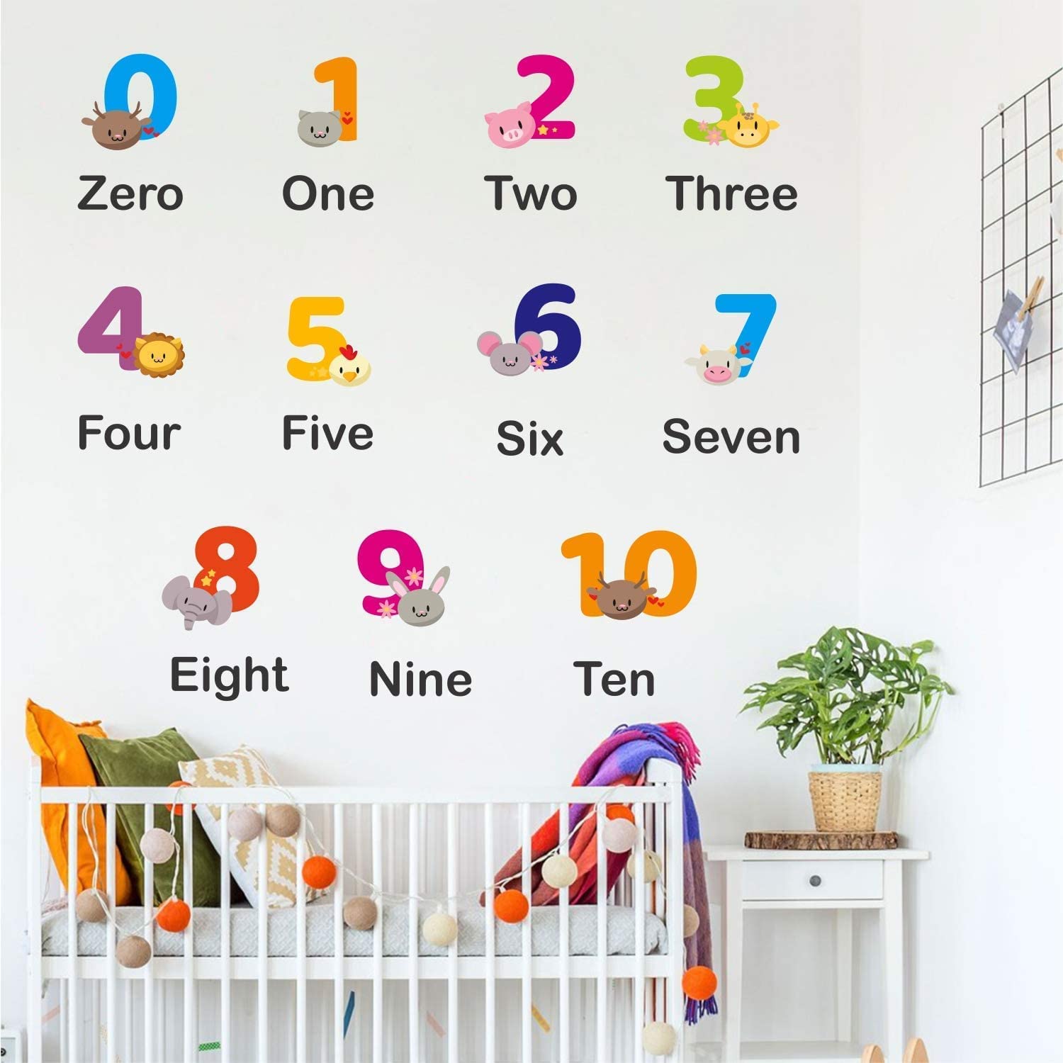 Colorful educational wall sticker poster with numbers design