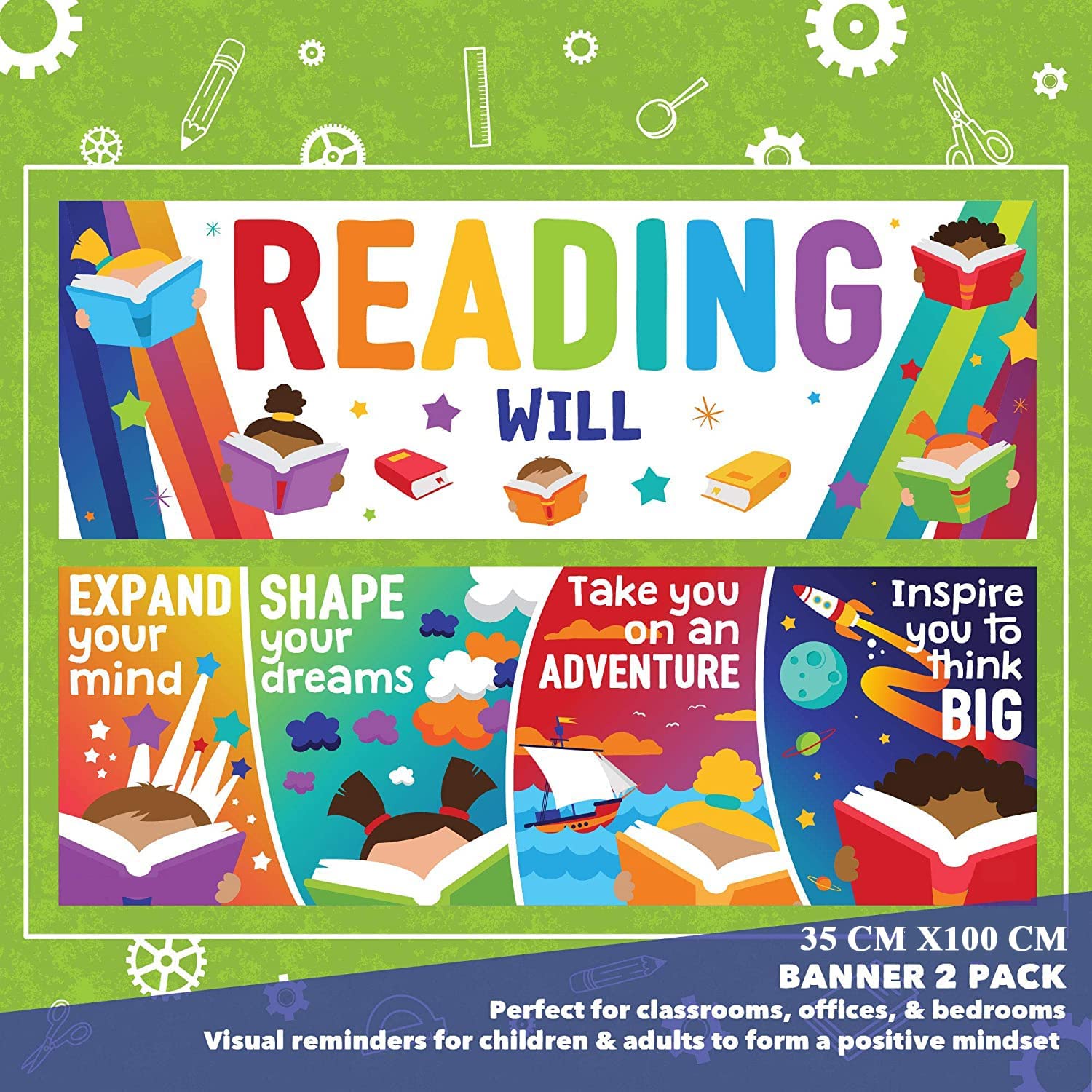 A poster for classrooms in schools about reading 35×100 CM - Multi Color