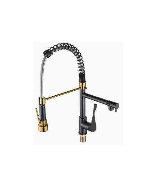 Kitchen faucet 2*1 black with gold chef