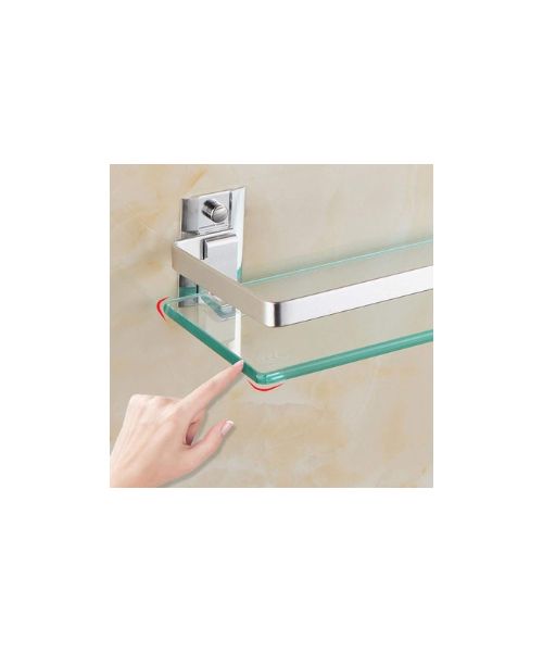 Limop Stainless Steel Corner Towel Rack with Tempered Glass Basket Design for Bathroom, Dormitory, Hotel (Size: 40cm), Silver