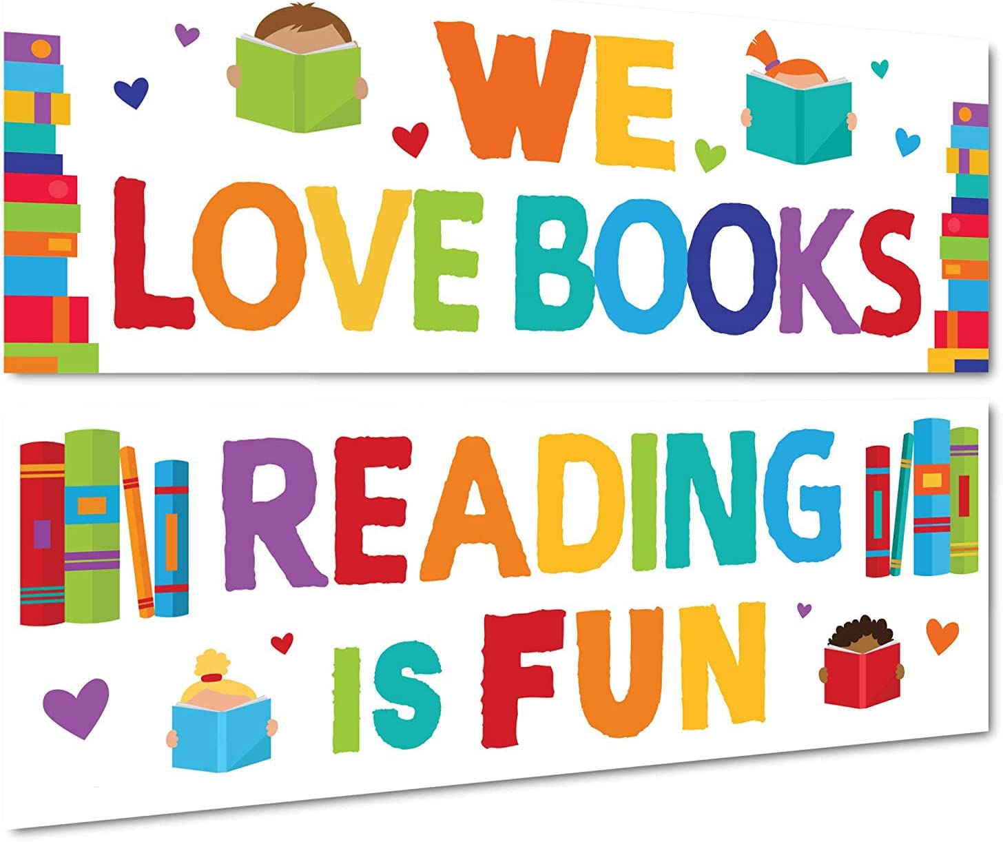 Classroom decoration poster with motivational phrases about reading 35×100 CM - multi Color