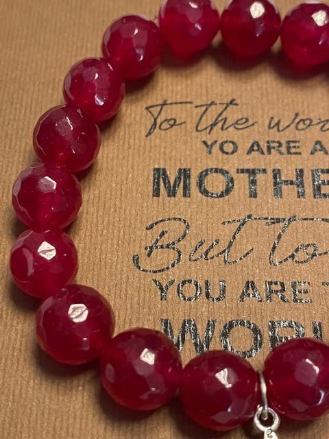 Bracelet of stones gift for mothers it comes with a gift card - Red