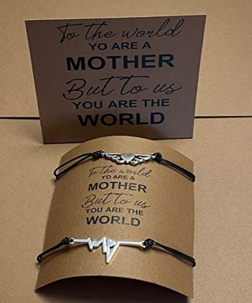  leather bracelets 2 pieces as a gift for Mother’s Day - Black