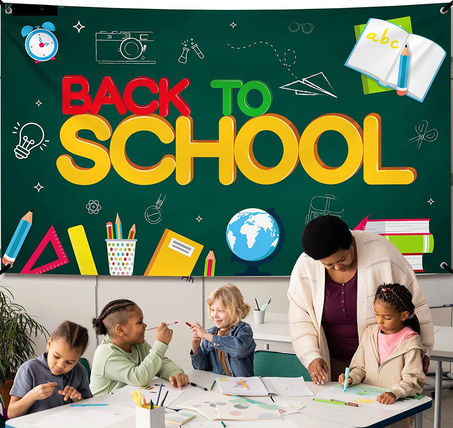 Poster wall banner with the phrase Back to School 180 × 110 cm- Multi Color