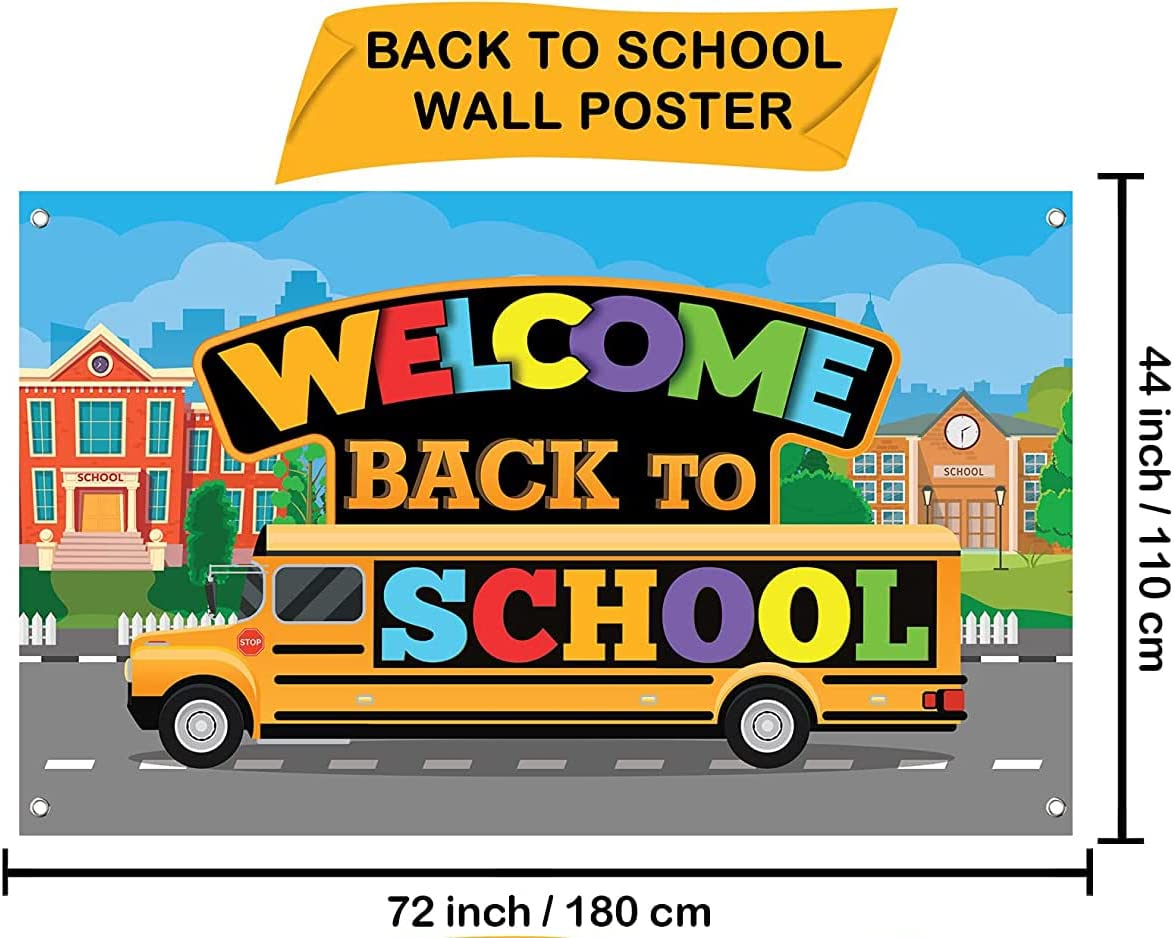 Large Welcome Back to School Banner for Classroom Decoration 180 × 110 cm - multi color