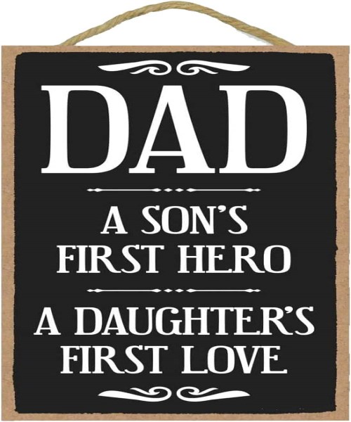 Decorative wooden wall hanging sign for dad 20×10 cm - Black White